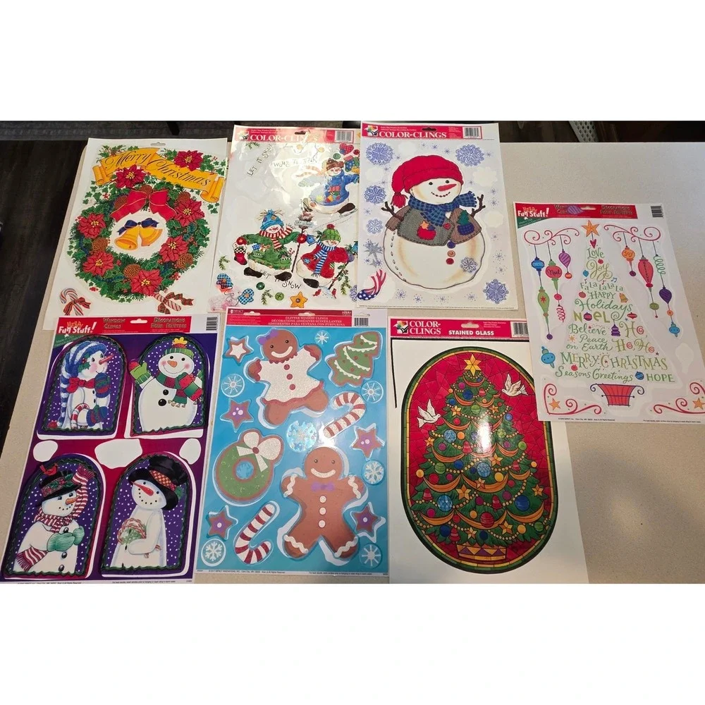 Mixed Lot Holiday Seasonal Window Clings Christmas Easter Fall Valentines
